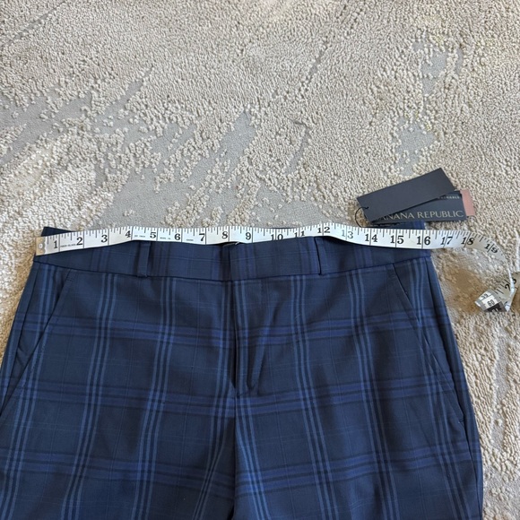 Banana Republic Ryan blue navy plaid wool trousers dress pants 6 new - Picture 10 of 13